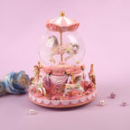 Carousel Horse Music Box Snow Globe, Light Up Pink Unicorn Design, Christmas Decor, Birthday, Valentine's Day Gift for Girls/Women Kids