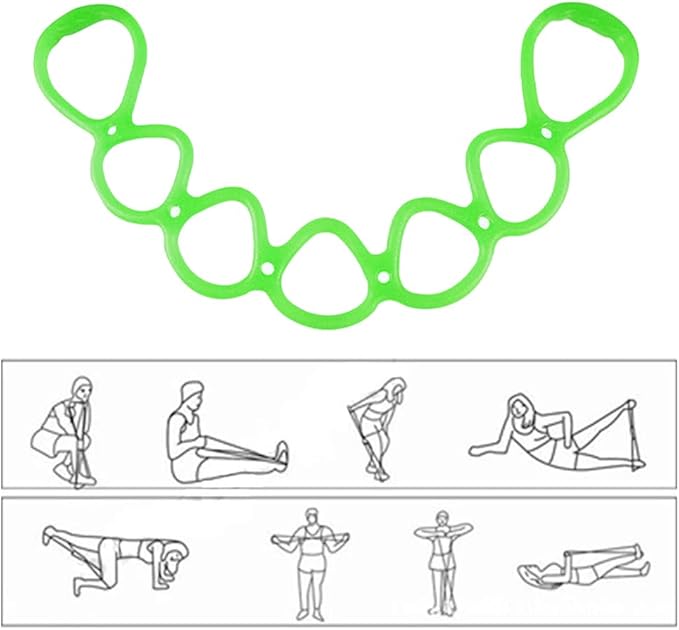 7 Ring Stretch Resistance Exercise Band, Workout Bands Yoga Stretching for Home Fitness, Foot, Leg and Arm Exerciser Stretch Band, Center Workout Walking Exercise