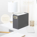 BLU MONACO Magazine Basket: Grey Leather Bathroom Holder – Stylish Modern Rack and Newspaper Stand, Decorative Floor-Mounted Organizer for Elegant Bathroom Storage.