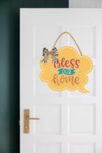 Bless This Home Sign for Front Door 12'' Bubble Shape Wood Sign Hanging Decor Outdoor sign for Farmhouse porch Wall Pediments Decorations