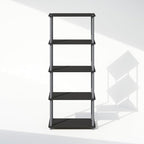 Furinno Turn-N-Tube Book Shelf, 5-Tier Bookshelf, Bookcase with Multipurpose Compact Display Rack, 11.6 x 23.6 x 57.4, for Living Room, Bedroom, Home Office, Black/Grey