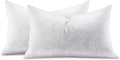 Feather Throw Pillow Inserts Set of 2, Soft Fluffy Rectangle 12 x 20 Inches Decorative Pillow Insert, Feather and Down Filled Euro Pillows for Bed, Couch and Cushion