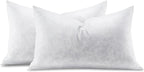 Feather Throw Pillow Inserts Set of 2, Soft Fluffy Rectangle 12 x 20 Inches Decorative Pillow Insert, Feather and Down Filled Euro Pillows for Bed, Couch and Cushion