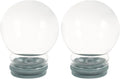2pcs Glass Snow Globes: Clear Fillable Snow Water Globe Rubber Base Candy Bottle Jar for DIY Craft Home Christmas Winter Decoration 80mm