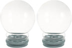 2pcs Glass Snow Globes: Clear Fillable Snow Water Globe Rubber Base Candy Bottle Jar for DIY Craft Home Christmas Winter Decoration 65mm