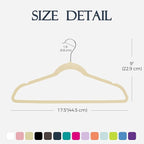 HOUSE DAY Beige Velvet Hangers 60 Pack, Non Slip Clothes Felt Hanger Heavy Duty for Coat, Premium Slim Space Saving Suit Hangers for Closet Organizer, 360° Rotating Silver Hook