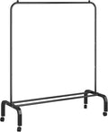 Rolling Clothes Rack Metal Clothing Rack with Wheels Garment Rack with Bottom Shelf for Hanging Clothes Shirts Jeans and Coats Black