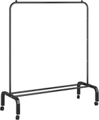 Rolling Clothes Rack Metal Clothing Rack with Wheels Garment Rack with Bottom Shelf for Hanging Clothes Shirts Jeans and Coats Black
