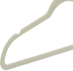Amazon Basics Slim Velvet Non-Slip Space Saving Suit Clothes Hangers with Shoulder Notches for Closet Organization, Ivory/Silver, 50-Pack
