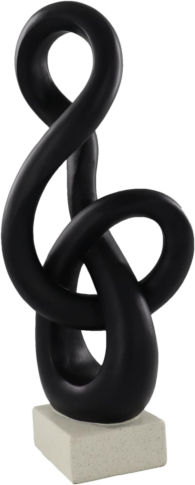 16" Modern Abstract Ribbon Decorative Sculpture, Knot Sculptures,Home Decor,Coffee Table Statues,Dining Living Room Desk Decor,Musical Note,Black
