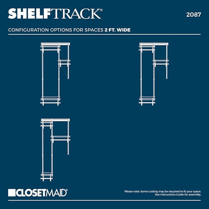 ClosetMaid ShelfTrack Wire Closet Organizer System, Adjustable from 2 to 4 Ft., With Shelves, Clothes Rods, Hardware, Durable Steel, White