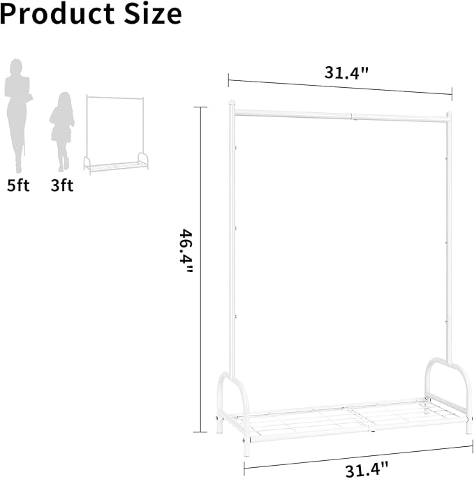 Kids Clothing Rack, Small Clothes Shelf with Metal Storage Shelf, Kids Dress Up Storage Rack, (White)