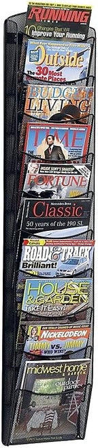 Safco Onyx Mesh Magazine Holder, Display Rack with 10 Pockets, Brochure Organizer, Commercial-Grade Steel Construction, Black