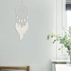 White Dream Catchers Handmade Feather Native Circular Net for Boys Girls Bedroom Wall Hanging Nursery Bedroom Decoration Blessing Gift