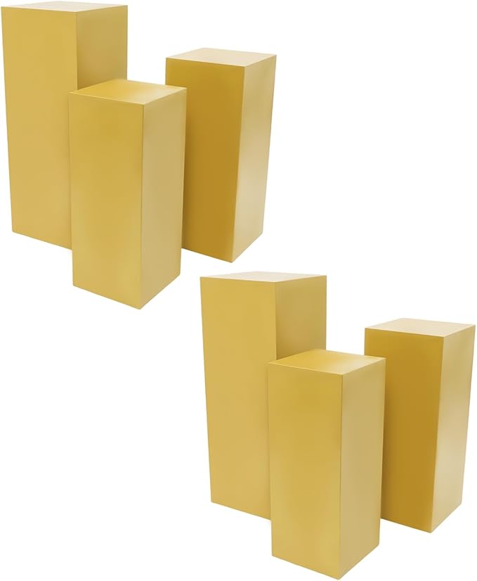 6Pcs Square Display Pedestal Stands Set for Party, Metal Display Stand Plinth Pillars, Cake Stands Pillars for Wedding Birthday Art Decor Risers, 11.8*31.5" (L), 11.02*25.6" (M), 10.24*23.6" (S)