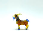 Goat Micro Tiny Figurines Hand Blown Glass Art Animals Collectible Gift Home Décor (Amber Blue)