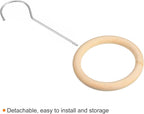 uxcell 4 Inch Scarf Ring Hanger, Scarf Organizer Holder Wooden Circle Rings Hanging Hook for Belt Tie Scarf, 15cm Length Hook (Silver)