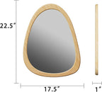 22.5" x 17.5" Irregular Wall Mirror, Natural Wooden Framed Asymmetrical Wall Mirror for Living Room Bedroom Bathroom Entryway, Modern Decorative Hanging Hook