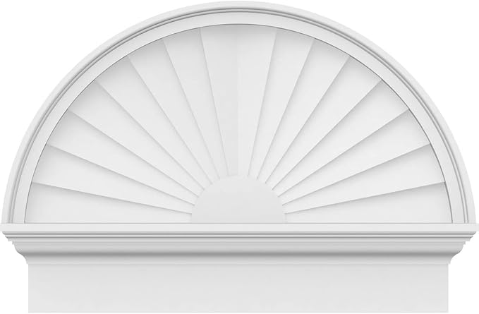 28"W x 20-3/4"H x 2-3/4"P Half Round Sunburst Architectural Grade PVC Combination Pediment