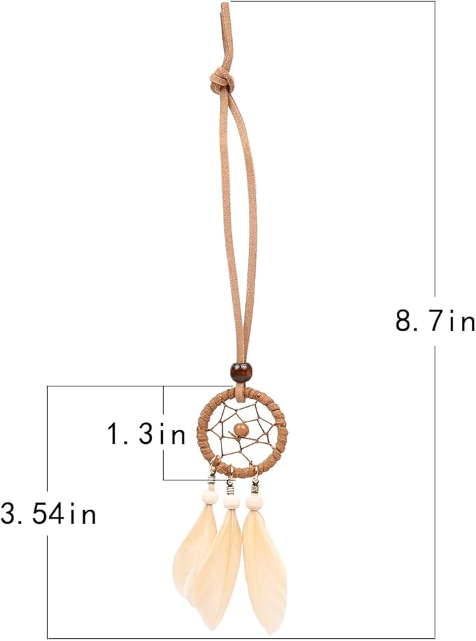 Mini Dream Catcher 7pcs Set - Car Interior Rearview Mirror Dangle Bag Pendant Charm 1.2" Diameter and 9" Long