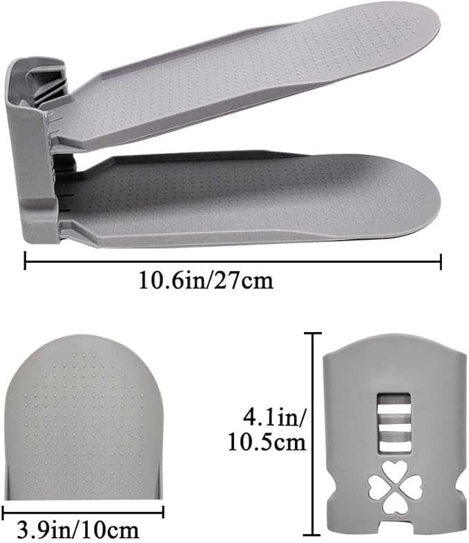 Shoe Slot Organizer, Shoe Rack, Shoe Slots Organizer For Closet, Shoe Space Saver, Simple Shoe Organizer, Adjustable Shoe Rack (Gray,10 Pack)