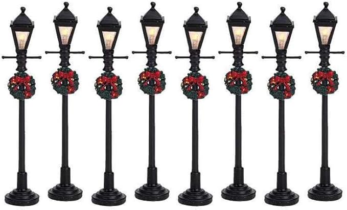 Lemax Christmas Village Gas Lantern Street Lamp Set of 8 Battery Operated (4.5V) - 64500