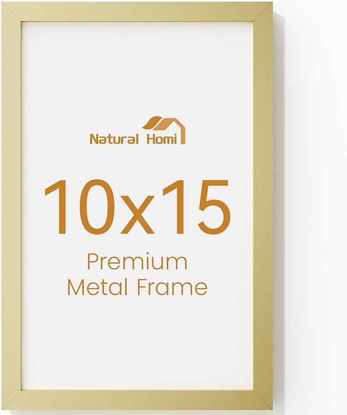 10x15 Aluminum Metal Picture Frame,Tempered Glass Gold Photo Frame 10x15 for Family Photo,Posters,Art,Document to Wall Mount Horizontally or Vertically