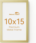 10x15 Aluminum Metal Picture Frame,Tempered Glass Gold Photo Frame 10x15 for Family Photo,Posters,Art,Document to Wall Mount Horizontally or Vertically