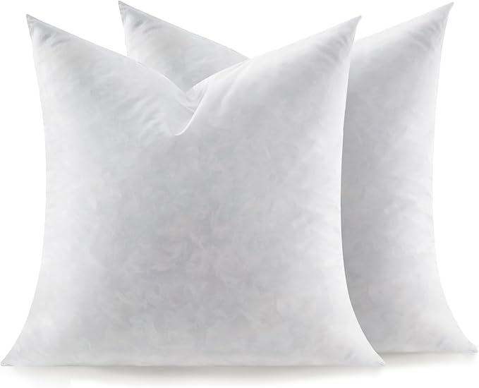 Feather Throw Pillow Inserts Set of 2, Soft Fluffy Square 26 x 26 Inches Decorative Pillow Insert, Feather and Down Filled Euro Pillows