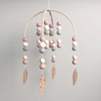 WAYUTO Neutral Handmade Felt Ball Ceiling Mobile - Pink Cloud Design