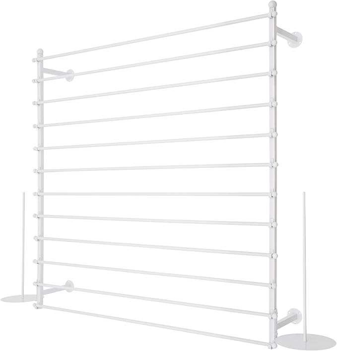 12-Tier Wall Mounted Scarf Rack, Scarf Display Rack, Towels Storage Hanger, Commercial Hijab Scarf Holder Organizer Space Saving for Retail Stores, Boutiques, Home (White, 47in Width)
