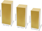 3 PCS Display Pedestal Stand, Metal Display Pedestal Stands Decoration Cube Sculpture Displays Column Square Displays Stands Pillars for Wedding Party Baby Shower Birthday (Gold, 3PCS)