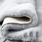 Fuzzy Grey Fluffy Washable Runner Rugs for Hallway 2x10 Plush Faux Rabbit Furry Fur Rugs for Bedroom Living Room Home Décor