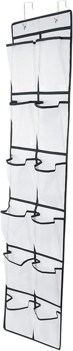 12 Large Pockets Over Door Hanging Shoe Organizer, White