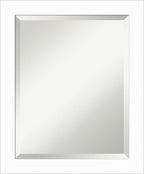 Amanti Art White Wall Mirror 23x19 Basic White Narrow Rectangle Bathroom Mirror for Wall Decor Living Room, Small Casual Wood Frame, Hangs Horizonally and Vertically, Bathroom Decor, Beveled Edge