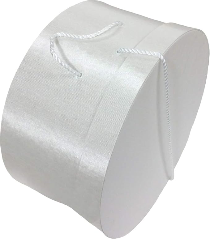 Sarah's Hat Boxes Classic White Hat Box – 8.75" x 4.5" (Dia. x Ht.) Handmade in USA – Odorless Non-Toxic Adhesive, Cording Handle – Premium Storage for Hats & Accessories