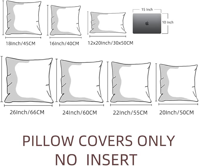 Fancy Homi 4 Packs Decorative Throw Pillow Covers for Living Room Couch Bed, Modern Farmhouse Boho Home Décor Accent Cushion Case, 16" x 16", Dark Brown