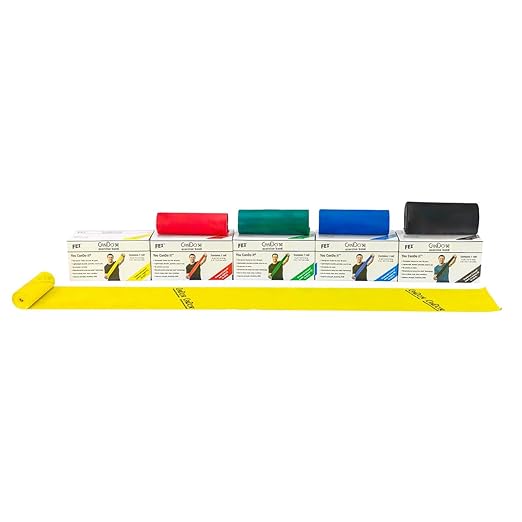Cando - 1212150 - 1212150 CanDo Low Powder Exercise Band, 6 yard Roll, 5 Piece Set (Tan, Yellow, Red, Green, Blue, Black, Silver, Gold)