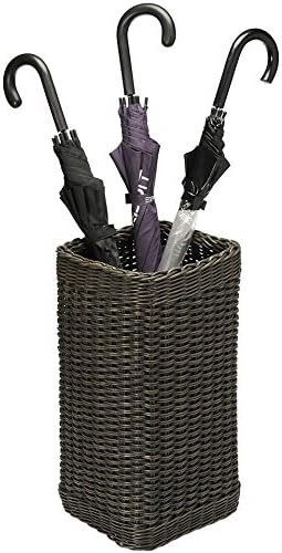 KOUBOO Wicker Umbrella Stand, Umbrella Storage Bin, Hand Woven Umbrella Stand, Umbrella Basket for Home Office, Wicker Umbrella Holder Indoor Outdoor, Decorative Umbrella Rack, Dark Brown Expresso