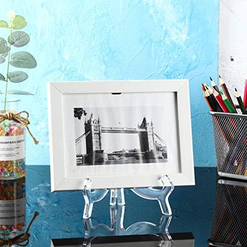 HESTYA 6 Pack 7 Inch Clear Acrylic Easel Stand Display Stand Plate Holder for Display Photo Picture Frame Book