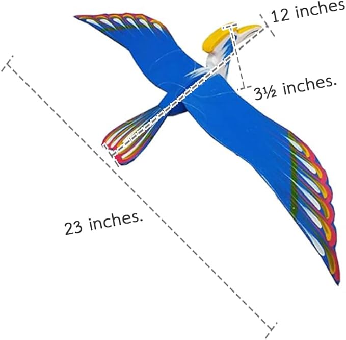 WitnyStore Wooden Bird Mobile 23" Blue Hornbill Hand Made Painted Wood Flapping Wing Birds Hanging Ceiling Decor Wind Chimes Handcrafted Art Animal Decorative Collectibles Décor Gifts Souvenirs