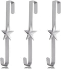 3 Pcs 15 Inch Wreath Hanger for Front Door Star Pattern Garland Hanger Over The Door Metal Door Wreath Decoration Hanger Hook for Various Festive Wreaths Hanging Towels Coats Etc (Silver)