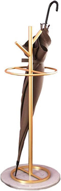 WXYZ Golden Umbrella Stand with Branch Shape, Creative Wrought Iron Umbrella Barrel with Solid Marble Base, Decorative Ornaments 32x55cm (Color : Gold+White)