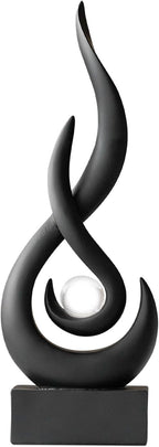 Modern Abstract Art Table Decoration,Resin Flame Statue Modern Centerpiece Ornaments for Living Room Great Gift Idea Home Decor,Collectibles (Black)
