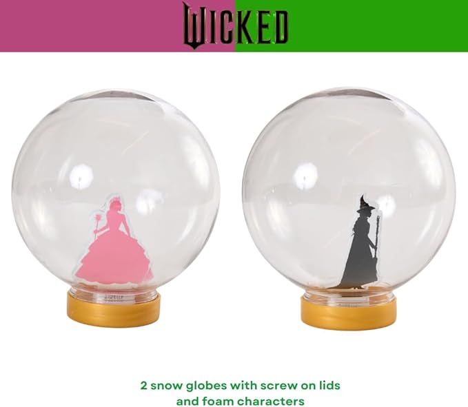 Wicked Snow Globe Kit, DIY Snow Globe, Includes 2 Globes, Glitter, Sequins, Stickers - Elphaba and Glinda