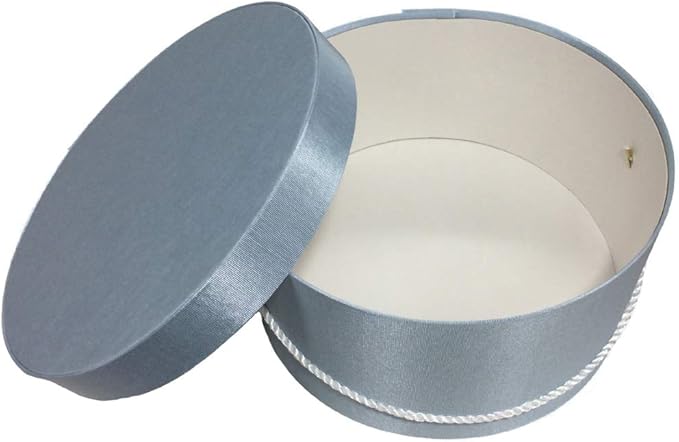 Sarah's Hat Boxes Classic Light Blue Hat Box – 11" x 5.5" (Dia. x Ht.) Handmade in USA – Odorless Non-Toxic Adhesive, Cording Handle – Premium Storage for Hats & Accessories