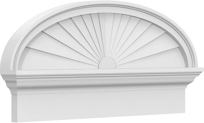 30" W x 14-3/8"H x 2-3/4"P Elliptical Sunburst Architectural Grade PVC Combination Pediment