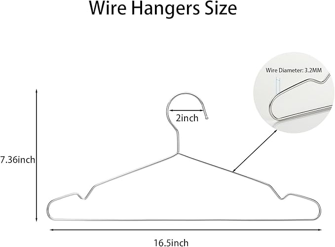 Wire Hangers 20 Pack Clothes Hangers Heavy Duty Metal Coat Hanger Stainless Steel Thin Hangers 16.5 inch