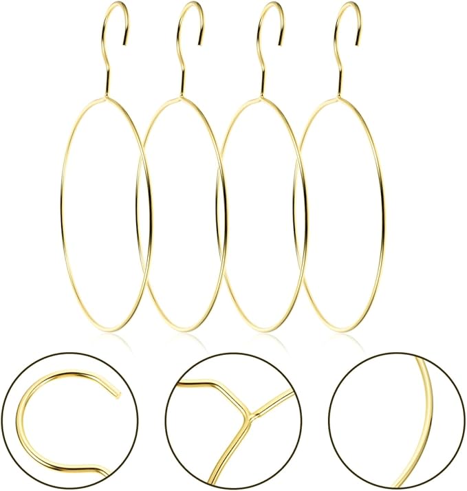 16 Pcs Metal Circle Hanger, Belt Scarf Ring Hanger, No Snag Closet Storage Organizer Holder for Mens Ties, Womens Shawls, Pashminas, Towel, Clothes