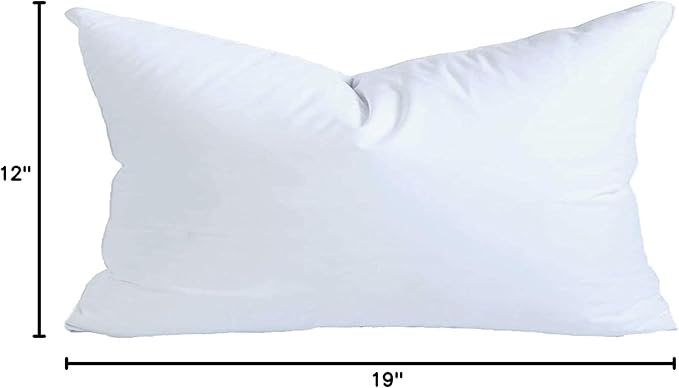 MoonRest® 12x19 Inch Synthetic Down Alternative Rectangle Pillow Insert Form Stuffer for Sofa Shams, Decorative Throw Pillow, Cushion and Bed Pillow Stuffing - Hypoallergenic 12“X 19”